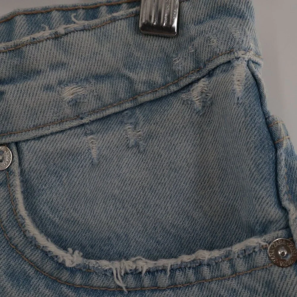 Zara Button Fly Shorts Women 6 Light Blue Resort Travel‎ Festival Beach Vacation